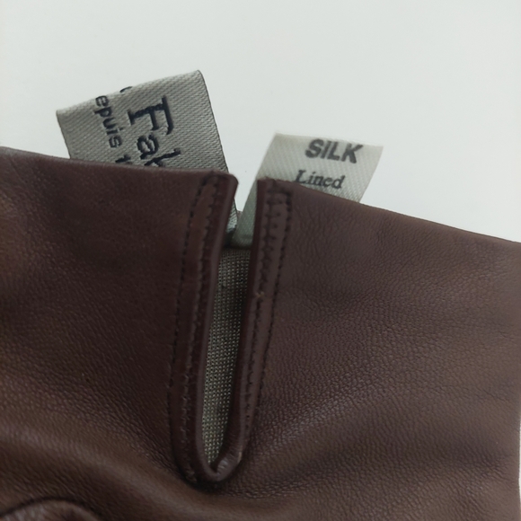 Maison Fabre Brown Leather Gloves - Picture 3 of 4